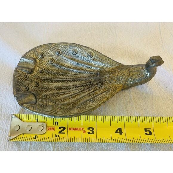 Ring Trinket Dish Ashtray Dish Peacock Solid Brass Decorative Vintage - Picture 3 of 7